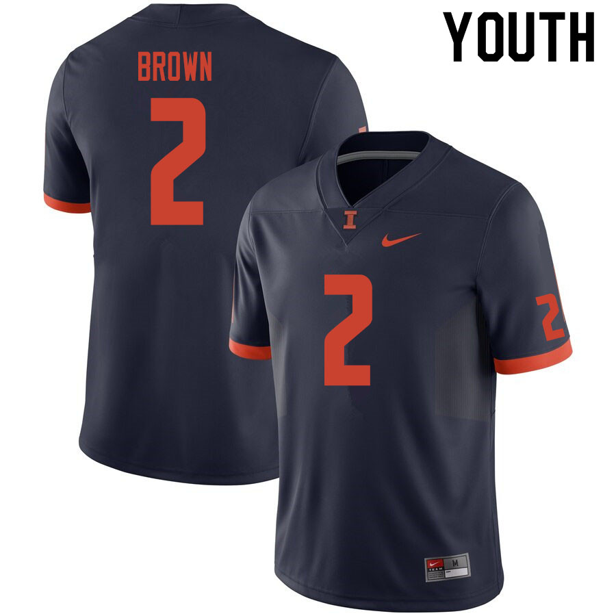 Youth #2 Chase Brown Illinois Fighting Illini College Football Jerseys Sale-Navy